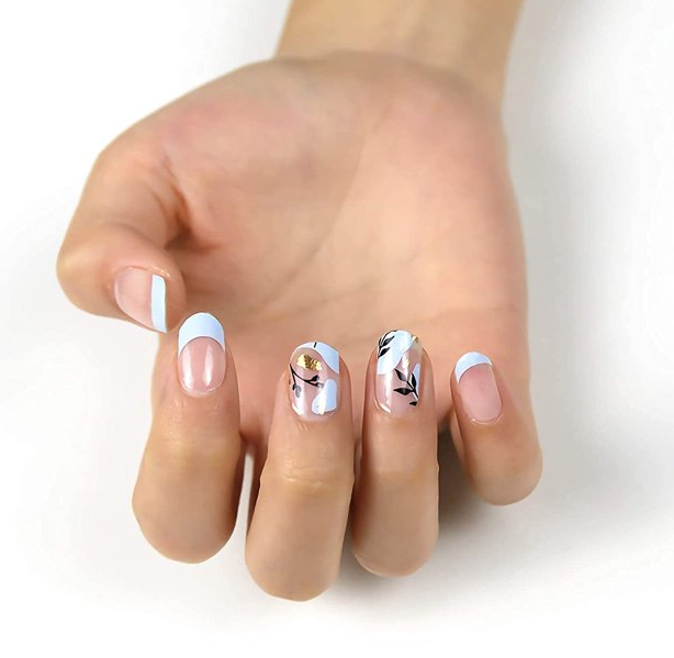 Botanical Blue French Tip