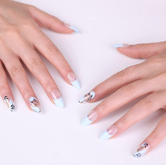 Botanical Blue French Tip